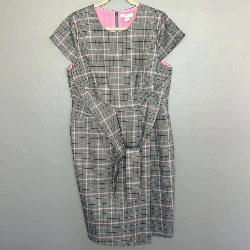 1901 Wrapped Plaid Sheath Dress